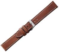 Herzog Nature > Bracelet De Montre Marron Plat > Cuir De Veau Couture Contrastée