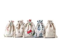 HERZONE Lot de 24 sachets en coton avec cordon de serrage - 10 x 14 cm - Sacs cadeaux avec cordon de serrage - Emballage pour bijoux, mariage, fête, Noël (4 couleurs)