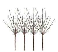 HERZONE Lot de 4 paquets de branches décoratives avec chatons en osier | Chaton de palmier | Plante artificielle pour décoration de Pâques | Printemps (vert)