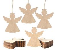 HERZONE Lot de 50 pendentifs en bois - Ange gardien - 6 mm - Porte-bonheur - Décoration de Noël (vintage A)