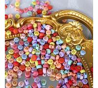 HERZWILD 1000pcs letter beads 4 x 7mm colorful alphabet beads round lettres A à Z pour la fabrication de bijoux, bracelets, colliers porte-clés (gold color-A)