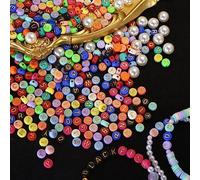 HERZWILD 1000pcs Letter Beads 4 x 7mm colorful alphabet beads round mixed lettres A à Z pour la fabrication de bijoux, bracelets, colliers porte-clés (gold color-B)