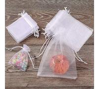 HERZWILD 100pcs Sachets Organza 7 x 9 cm, Rubans pour Bijoux Cadeaux Sachets Dragées Bonbons Marriage Petits Sacs à Cordon pour Mariage, fête（7x9）