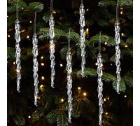 HERZWILD Lot de 25 stalactites de Noël en acrylique transparent à suspendre pour sapin de Noël, vacances, mariage, décoration de fête d'hiver (forme B-15 cm)