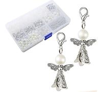 HERZWILD Lot de 50 anges gardiens DIY Perles Ailes en Alliage porte-clés Ange Gardien Mariage Baptême Baby Douche Noël Anniversaire pour les invités