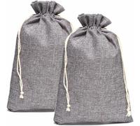 HERZWILD Lot de 8 sachets en toile de jute - Environ 25 x 35 cm - Gris - Pour calendrier de l'Avent - Gris - 25 x 35 cm