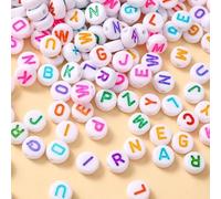 HERZWILD Perles Lettres Perles Alphabet ronde de A à Z en Perle Color Perles 500pcs 10 mm Lettre pour DIY Artisanats(couleur blanc)