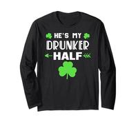 He's My Drunker Demi Assorti Couple Petite Amie Mardi Gras Manche Longue