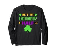 He's My Drunker Half Lovers Couple Assorti Mardi Gras Party Manche Longue