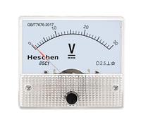 Heschen 85C1-30V Voltmètre rectangulaire monté sur panneau Testeur de voltmètre, DC 0-30V, Classe 2.5, blanc