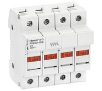 Heschen Base porte-fusible cylindrique RT18-32 (X) 32 A AC690V 4 pôles montage rail DIN pour RT18 RO15 10 x 38 mm Fusible certifié CE