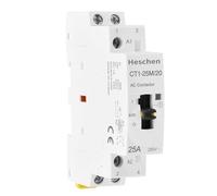 Heschen Contacteur AC modulaire domestique CT1-25M/20, 25A, 2 pôles, 2NO, deux bobines normalement ouvertes, 110 VAC, montage sur rail DIN 35 mm, avec interrupteur de commande manuel