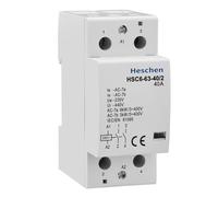 Heschen Contacteur AC modulaire, HSC6-63-40/2, 40 A, 2 pôles, 2NO, deux normalement ouverts; Bobines 220 VAC 35 mm montage sur rail DIN pour commande de circuit universelle
