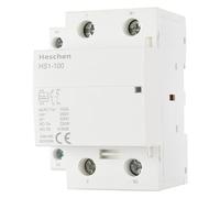 Heschen Contacteur CA domestique, HS1-100, Ie 100A, 2 pôles 1NO 1NC, tension de la bobine CA 220/240V, montage sur rail DIN 35 mm