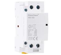 Heschen Contacteur ca domestique, HS1-63, Ie 63A 2 pôles 1NO 1NC, AC 12V Tension de la bobine, 35mm Montage sur rail DIN