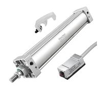 Heschen Cylindre pneumatique standard, alésage de 80 mm, course de 700 mm, double effet, port PT3/8", SC 80-700-S, comprend un interrupteur de capteur magnétique CS1-F et un support de montage