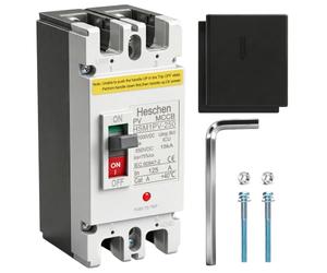 Heschen Disjoncteur DC à boîtier moulé MCCB, 2 Pôles, DC550V, Disjoncteur Photovoltaïque, pour Système Solaire PV Panneaux Solaires Système de Grille (125A,HSM1PV-250)