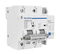 Heschen Disjoncteur miniature HSB6C-DC, 2 pôles, 500 V CC, 125 A, avec déclenchement shunt AC/DC 110-400 V, pour systèmes photovoltaïques et réseaux électriques.