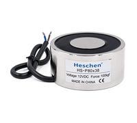 Heschen Électroaimant Aimant solénoïde HS-80/38, diamètre extérieur : 80 mm, DC 12 V, 100 kg/99,8 kilogram