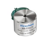 Heschen Électroaimant Aimant solénoïde P20/15, diamètre extérieur : 20 mm, DC 12 V, 2.5 kg/2,5 kilogram