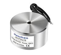 Heschen Électroaimant solénoïde P34/18, Argenté, Fer, 18 kg, Rond, DC 24 V, 34 mm, 18 mm