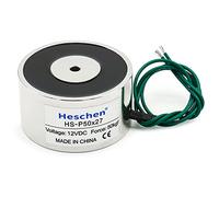 Heschen Électroaimant solénoïde P50/27, 12 V, 50 kg, Argenté, Fer, 50 mm x 50 mm x 27 mm