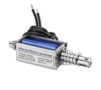 Heschen Électromagnéte solénoïde DC, Type de traction poussée, HS-0530B, DC24V 840mA, Course de 10 mm, Force initiale 0.5N, Force de maintien maximale 5N, Cadre ouvert, Mouvement linéaire