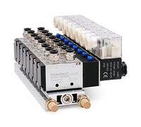 Heschen Électrovanne 8 espaces intégrée 4V210-08 DC24V G1/4" 5 voies 2 positions avec base silencieux Kit de fixation rapide