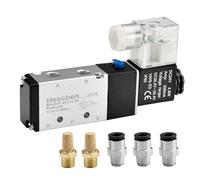 Heschen Electrovanne pneumatique électrique 4V210-06 24VDC PT1/8 5 voies 2 positions simple bobine pilotée électrique CE avec raccords et silencieux