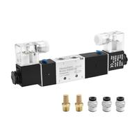 Heschen Électrovanne pneumatique électrique 4V230C-08 24VDC PT1/4 5 voies 3 | Régulateur de flux d'air directionnel, bloc collecteur central fermé, joints en laiton et silencieux inclus pour un