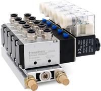Heschen Électrovanne pneumatique électrique 5, 4V210-08, DC24V, PT1/4", 5 voies 2 positions, silencieux de base de collecteur, ensemble de raccords rapides