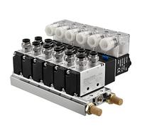 Heschen Électrovanne pneumatique électrique 6 électrovanne 4V210-08, bobine DC12 V, port PT1/4", 5 voies 2 positions, base du colleteur, silencieux, ensemble de raccords rapides