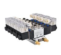 Heschen Électrovanne pneumatique électrique 6 positions, 4V230C-08, 12VDC, PT1/4, 5 voies 3 positions, base collecteur, silencieux, ensemble de raccords rapides CE