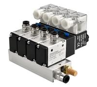 Heschen Électrovanne pneumatique électrique à 4 électrovanne, 3V210-08, DC24V, PT1/4'', 3/2 voies, ensemble de raccords rapides de base du collecteur