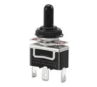 Heschen Interrupteur à bascule en métal, C513A, SPDT, maintenu (enclenché), ON/OFF/ON 3 positions, 15A 250VAC, 3 languettes, CE, avec capuchon étanche