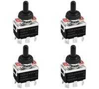 Heschen Interrupteur à bascule en métal, C523A, DPDT, maintenu, Marche/Arrêt/Marche, 3 positions, 15A 250VAC, terminal à 6 languettes, CE, avec capuchon étanche (4)