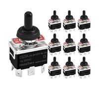 Heschen Interrupteur à bascule en métal, C523A, DPDT, maintenu, Marche/Arrêt/Marche, 3 positions, 15A 250VAC, terminal à 6 languettes, CE, avec capuchon étanche (10)