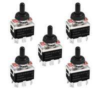 Heschen Interrupteur à bascule en métal, C523A, DPDT, maintenu, Marche/Arrêt/Marche, 3 positions, 15A 250VAC, terminal à 6 languettes, CE, avec capuchon étanche (5)