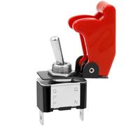 Heschen Interrupteur à bascule en métal Flick Flip, 12V 20A, SPST, ON/OFF 2 positions, 2 broches, avec capuchon étanche (Rouge)