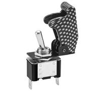 Heschen Interrupteur à bascule en métal Flick Flip, 12V 20A, SPST, ON/OFF 2 positions, 2 broches, avec capuchon étanche (Noir)