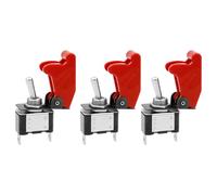 Heschen Interrupteur à bascule en métal Flick Flip, 12V 20A, SPST, ON/OFF, 2 positions, 2 broches, avec capuchon étanche rouge, Lot de 3
