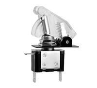 Heschen Interrupteur à bascule en métal Flick Flip, 12V 20A, SPST, ON/OFF 2 positions, 3 broches, avec capuchon étanche (Blanc transparent)