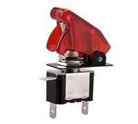 Heschen Interrupteur à bascule en métal Flick Flip, 12V 20A, SPST, ON/OFF 2 positions, 3 broches, avec capuchon étanche (Rouge transparent)