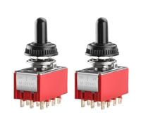 Heschen Interrupteur à bascule miniature MTS-403, ON-OFF-ON, 4PDT, 12 broches, 2A 250V, 6A 125V, avec couvercle étanche, lot de 2
