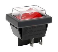 Heschen Interrupteur à bascule ON-OFF DPST 4 bornes lumière rouge 16A 250VAC avec couvercle étanche