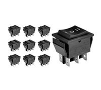 Heschen Interrupteur à bascule, ON-OFF-ON, DPDT, 6 bornes, 16A 250VAC, Noir, Lot de 10