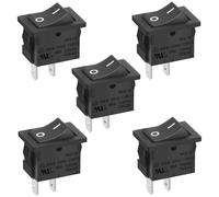 Heschen Interrupteur à bascule rectangulaire noir ON-OFF SPST 2 positions 2 bornes 6A 250VAC / 125VAC UL VDE 5 Pack