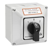 Heschen Interrupteur à cames rotatives universel, 660 V, 63 A, ON-OFF-ON 3 positions, 8 terminaux, SZW26-63/D202.2D, montage sur panneau, utilisé pour les conversions de circuit CA (2 broches + boîte)