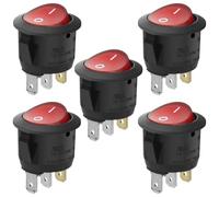 Heschen-Interrupteurs ronds à bascule, 3 bornes, lumière rouge 10 A, 250 VAC, lot de 5