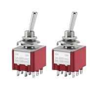Heschen Lot de 2 interrupteurs à bascule miniatures MTS-302 ON-ON 3PDT 9 broches, 2 A 250 V, 6 A 125 V